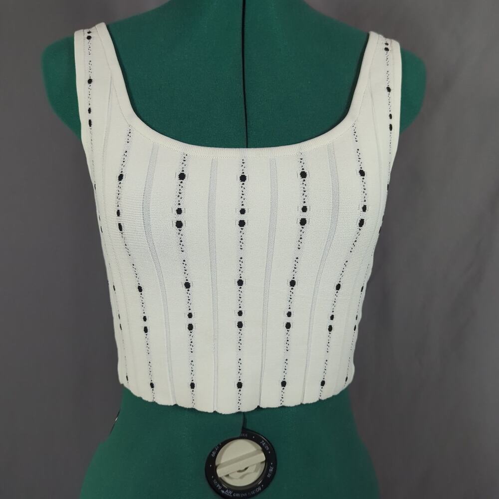 Via Vai Los Angeles Patsy Puff Lace-up Jacquard Knit Top XS NWT Coastal Chic